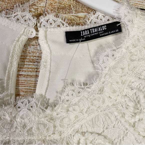 ZARA lace embroidered short white/ivory dress Size Small - Picture 5 of 8
